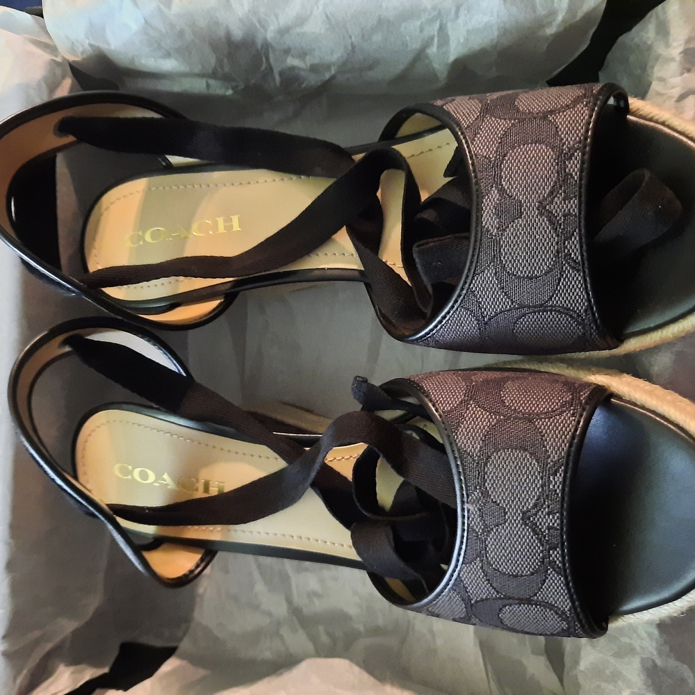 Coach Black Espadrille Wedges
